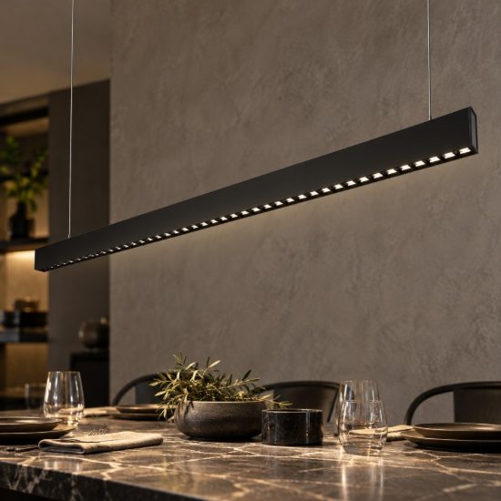 Gea luce gso110c lampadario a barra lineare moderno nero satinato per ufficio led 40w 3000k
