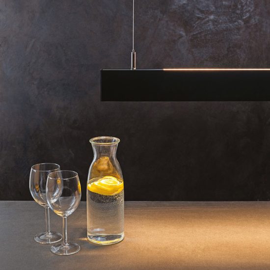 Gea luce gso110c lampadario a barra lineare moderno nero satinato per ufficio led 40w 3000k