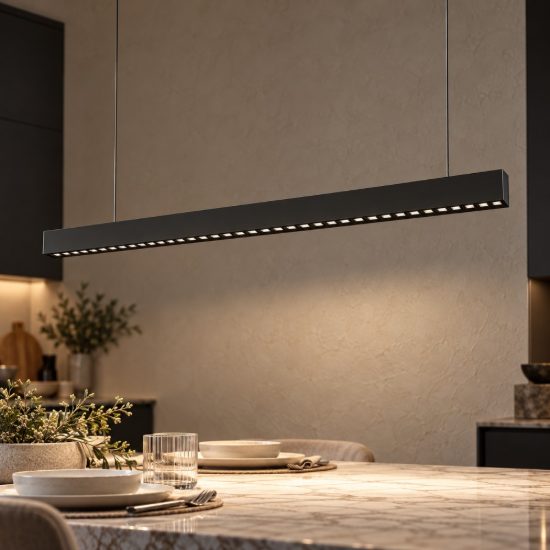 Gea luce gso110c lampadario a barra lineare moderno nero satinato per ufficio led 40w 4000k
