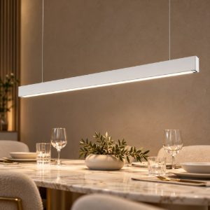 Gea luce gso130c lampadario a barra lineare moderno bianco satinato per ufficio led 40w 3000k