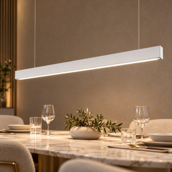 Gea luce gso130c lampadario a barra lineare moderno bianco satinato per ufficio led 40w 3000k