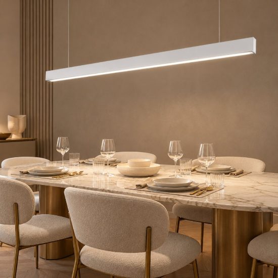 Gea luce gso130c lampadario a barra lineare moderno bianco satinato per ufficio led 40w 3000k
