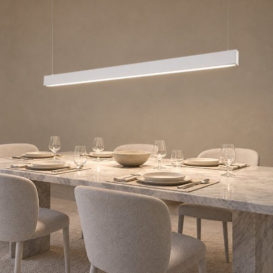 Gea luce gso130c lampadario a barra lineare moderno bianco satinato per ufficio led 40w 4000k