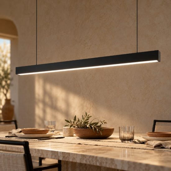 Gea luce gso130c lampadario a barra lineare moderno nero satinato per ufficio led 40w 3000k