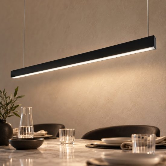 Gea luce gso130c lampadario a barra lineare moderno nero satinato per ufficio led 40w 4000k