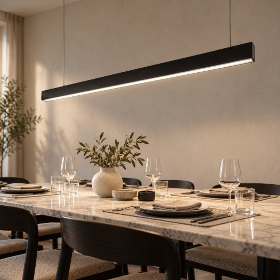 Gea luce gso130c lampadario a barra lineare moderno nero satinato per ufficio led 40w 4000k