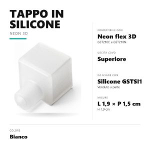 Gea luce gstpt7 tappo di chiusura con uscita cavo superiore per striscia led neon flex 3d bianco