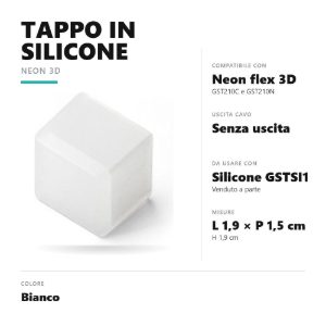 Gea luce gstpt9 tappo di chiusura senza uscita cavo per striscia led neon flex 3d bianco