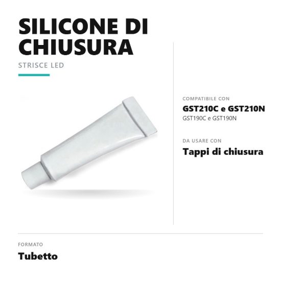 Gea luce gstsi1 silicone di chiusura in tubetto per strisce led gst210 gst190