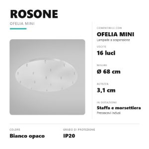 Gea luce ofelia rosone tondo 16 fori per lampade a sospensione bianco