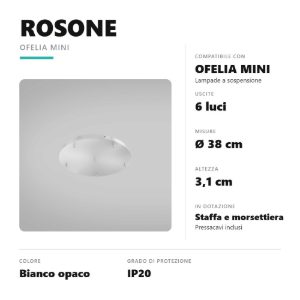 Gea luce ofelia rosone tondo 6 fori per lampade a sospensione bianco
