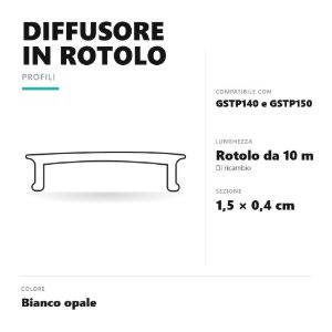 Gea luce gco03 diffusore in rotolo per profili gstp140 gstp150 10mt bianco opale