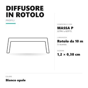 Gea luce gco01 diffusore in rotolo per profili massa p gstp61 gstp72 10mt bianco opale