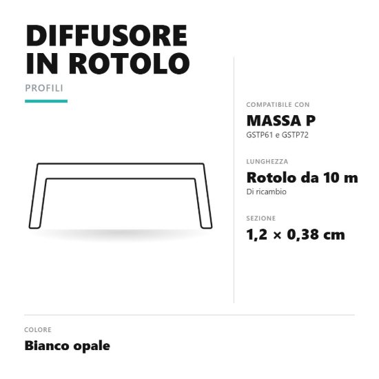 Gea luce gco01 diffusore in rotolo per profili massa p gstp61 gstp72 10mt bianco opale