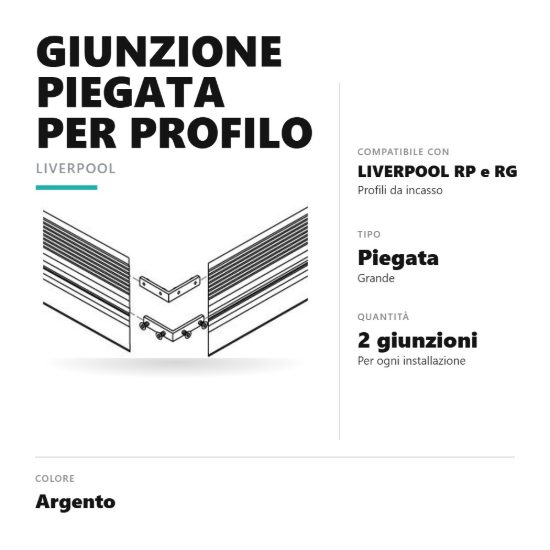 Gea luce pgiag1 giunzione piegata per profili da incasso liverpool argento