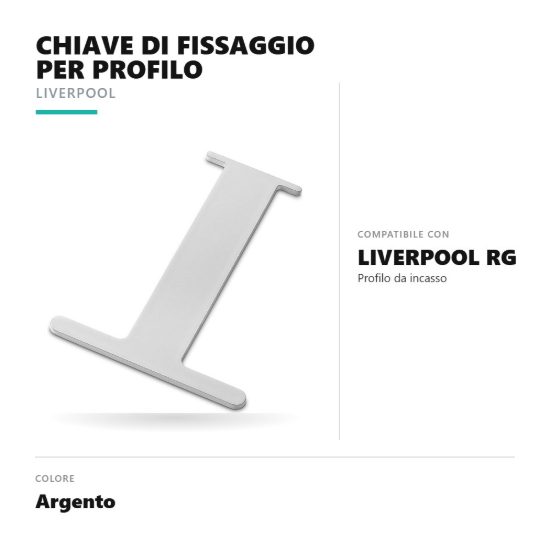 Gea luce plikg1 chiave di fissaggio per profilo da incasso liverpool rg argento