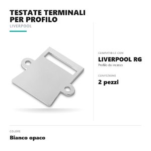 Gea luce plitrbg testate terminali per profilo da incasso liverpool rg bianco confezione 2 pezzi