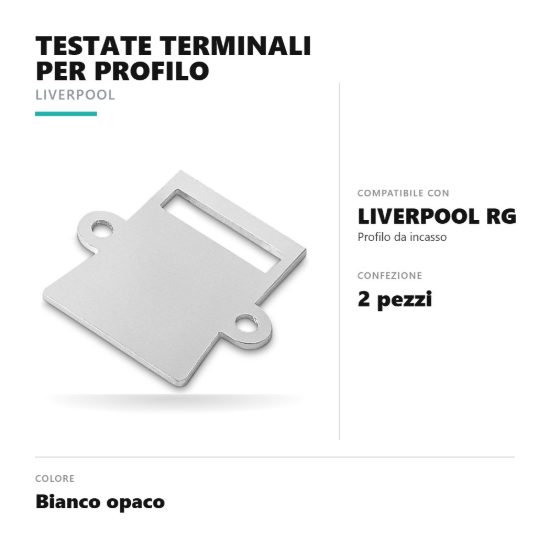 Gea luce plitrbg testate terminali per profilo da incasso liverpool rg bianco confezione 2 pezzi