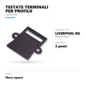 Gea luce plitrbg testate terminali per profilo da incasso liverpool rg nero confezione 2 pezzi