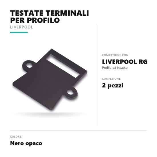 Gea luce plitrbg testate terminali per profilo da incasso liverpool rg nero confezione 2 pezzi