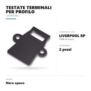 Gea luce plitrbg testate terminali per profilo da incasso liverpool rp nero confezione 2 pezzi