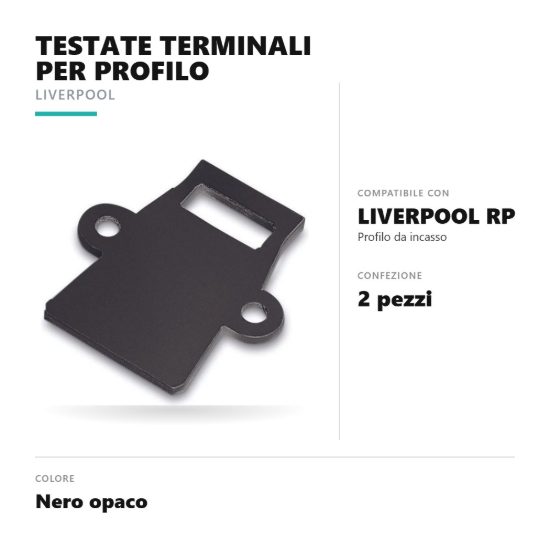 Gea luce plitrbg testate terminali per profilo da incasso liverpool rp nero confezione 2 pezzi