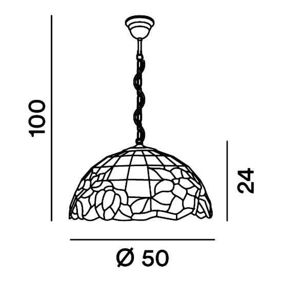 Perenz tulipano lampadario classico cupola vetro tiffany multicolor