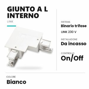 Ideal lux link giunto a l interno per binario trifase da incasso on-off bianco