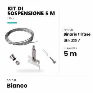 Ideal lux link kit di sospensione 5m per binario trifase bianco