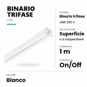 Ideal lux link binario trifase da superficie o a sospensione 1m on-off bianco