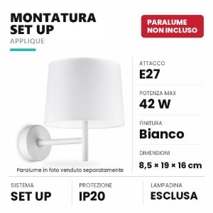 Ideal lux set up montatura per applique e27 19cm bianca senza paralume