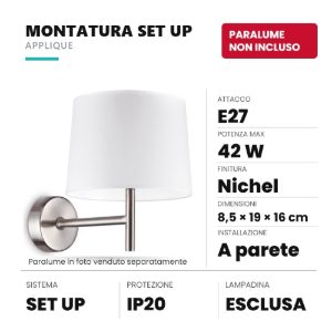 Ideal lux set up montatura per applique e27 19cm nichel senza paralume