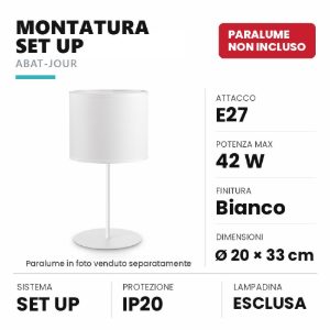 Ideal lux set up montatura per abat-jour e27 33cm bianca senza paralume