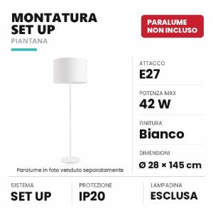 Ideal lux set up montatura per piantana e27 145cm bianca senza paralume
