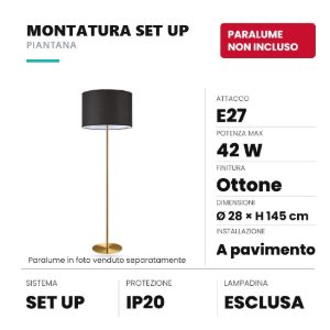 Ideal lux set up montatura per piantana e27 145cm ottone senza paralume