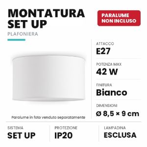 Ideal lux set up montatura per plafoniera e27 8,5cm bianca senza paralume