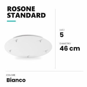 Ideal lux rosone standard a 5 luci 46cm bianco