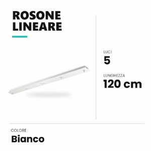Ideal lux rosone lineare a 5 luci 120cm bianco
