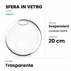 Ideal lux mapa sfera in vetro trasparente 20cm per sospensioni modulari