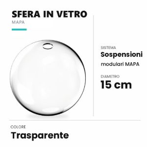 Ideal lux mapa sfera in vetro trasparente 15cm per sospensioni modulari