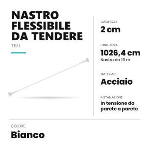Ideal lux tesi nastro flessibile in acciaio da tendere 20mmx10m per strisce led bianco
