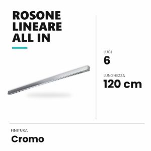 Ideal lux rosone lineare all in a 6 luci 120cm cromo