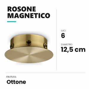 Ideal lux rosone magnetico a 6 luci 12,5cm ottone