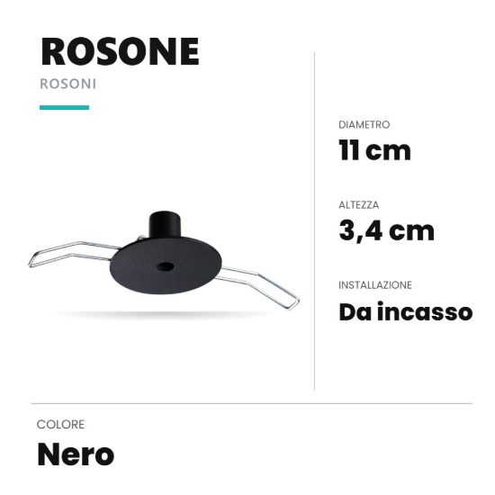 Ideal lux rosone da incasso 11cm nero