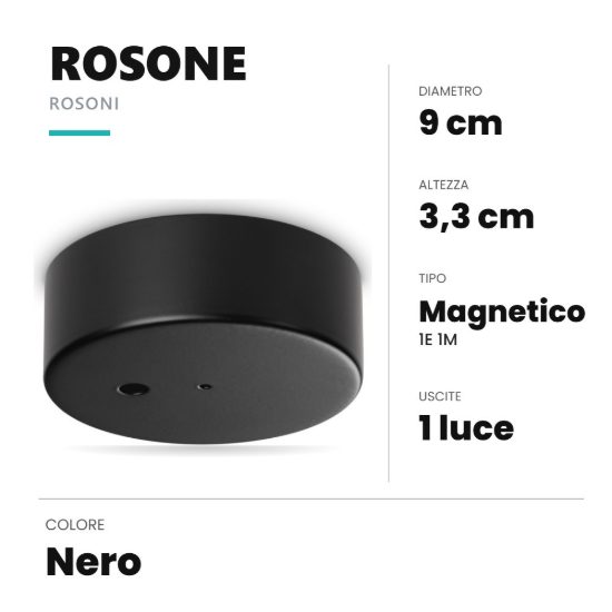 Ideal lux rosone magnetico a 1 luce 9cm nero