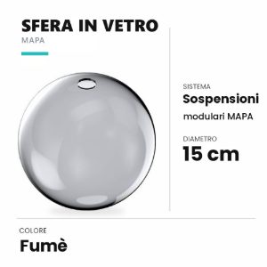Ideal lux mapa sfera in vetro fumè 15cm per sospensioni modulari