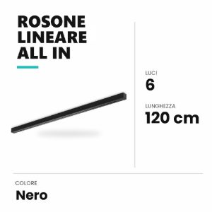 Ideal lux rosone lineare all in a 6 luci 120cm nero