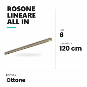 Ideal lux rosone lineare all in a 6 luci 120cm ottone