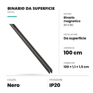 Ideal lux deva binario magnetico 24v da superficie 1m nero
