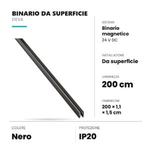 Ideal lux deva binario magnetico 24v da superficie 2m nero